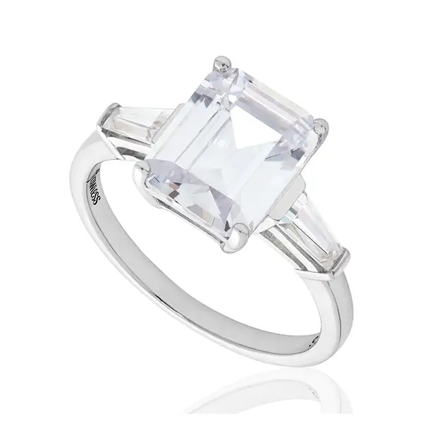 Clear Baguette With Tapered Baguette Shoulders Ring