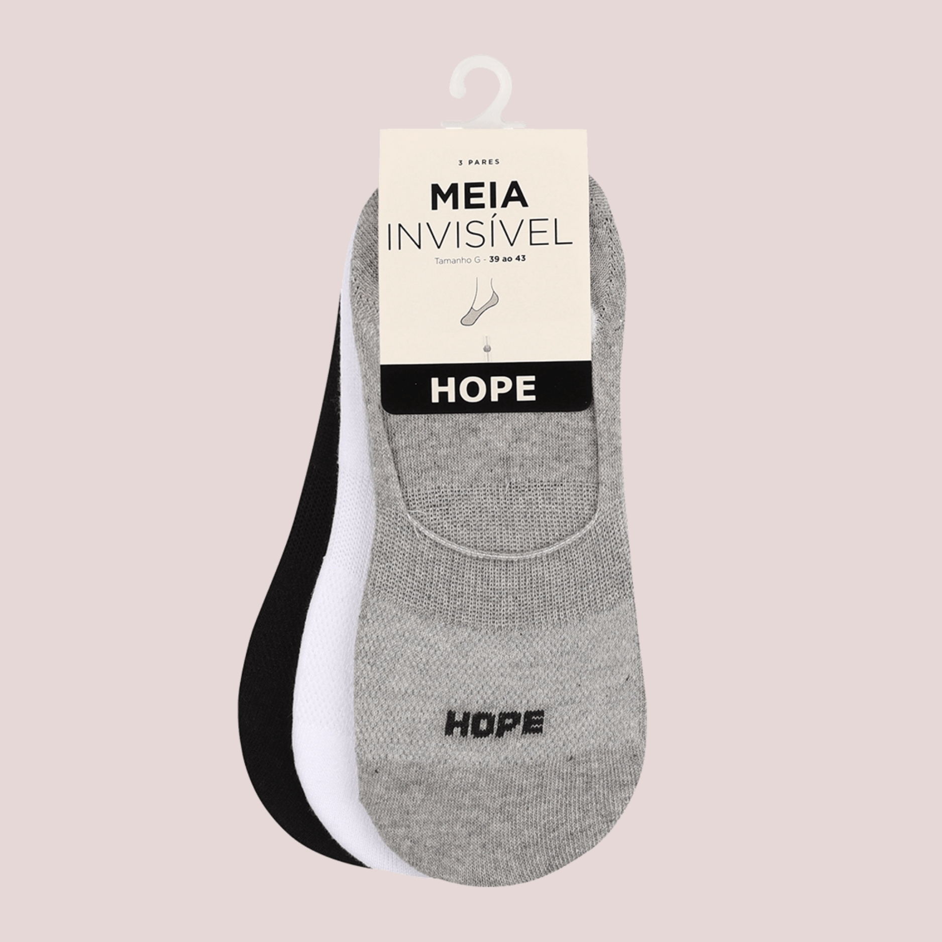 KIT COM 3 PARES DE MEIA INVISÍVEL EM ALGODÃO