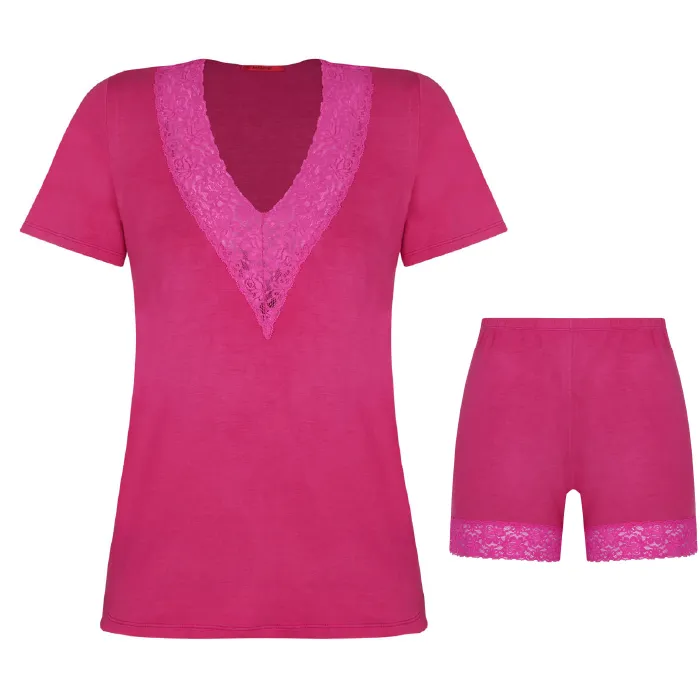 Short Doll Manga Curta Em Viscose Com Renda