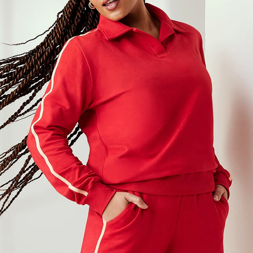 BLUSA EM MOLETINHO COM GOLA POLO