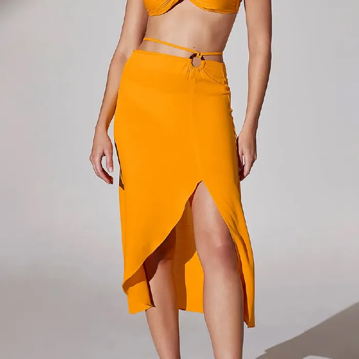 Saia Midi Com Fenda Frontal E Argola