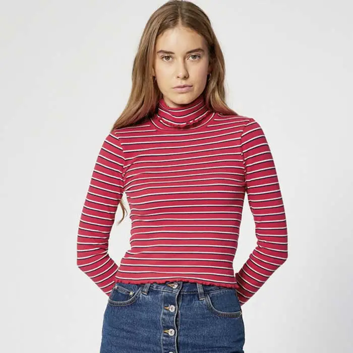 Striped polo neck
