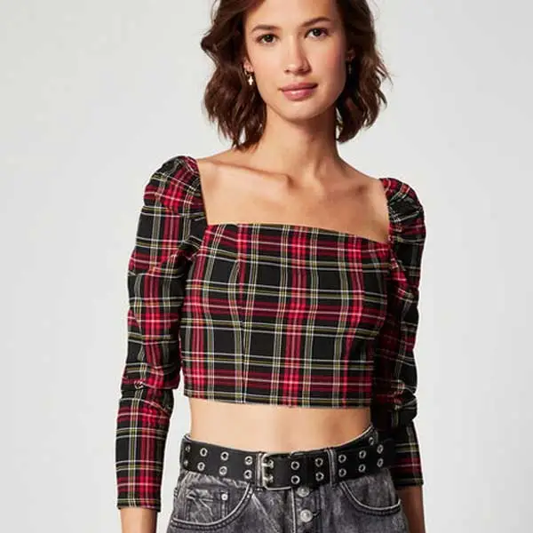 Checked crop top