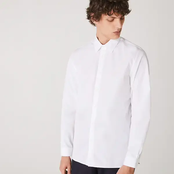 Camisa De Popelina De Algod?n De Ajuste Regular Para Hombre
