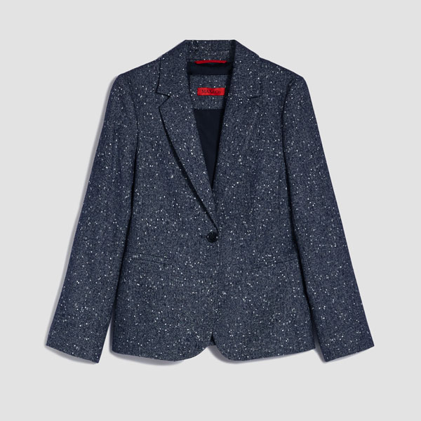 Lancetta - Slim Tweed Blazer, Navy Blue Pattern , 46