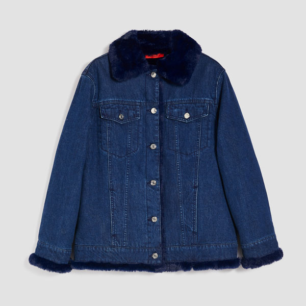 Diviso - Denim And Plush Jacket, Midnight Blue, 42