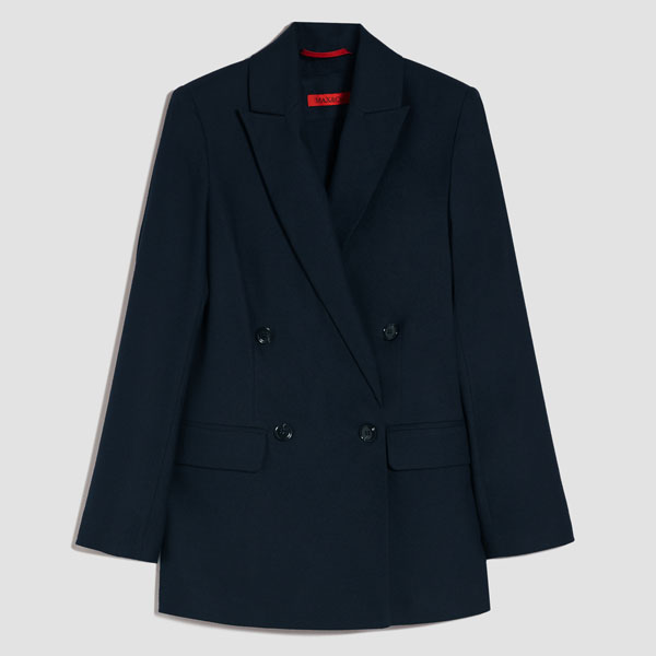 Spesso - Double-Breasted Blazer In Flannel, Navy Blue, 42