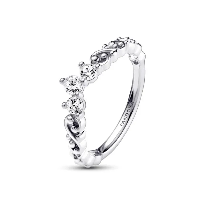 Regal tiara sterling silver ring with clear c