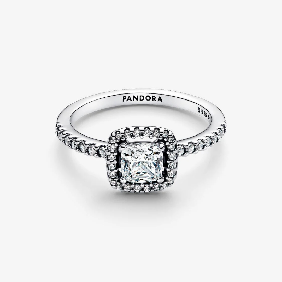 Sterling silver ring with clear cubic zirconia