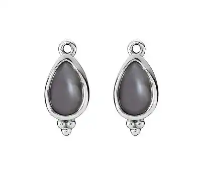 Silver earring, grey moonstone