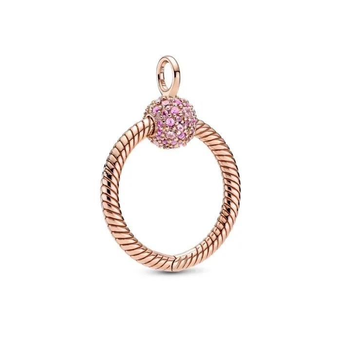 Small Pandora Rose Pandora O pendant with synthetic pink sapphire and fancy fairy tale pink