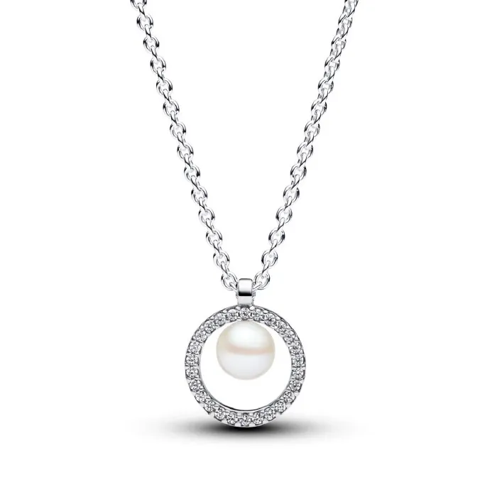 Sterling silver collier with white treated fr