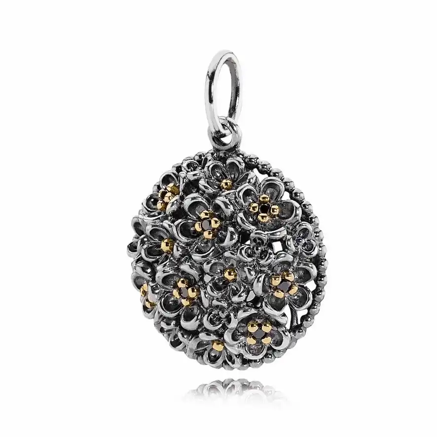 Silver pendant, 14k, black spinel