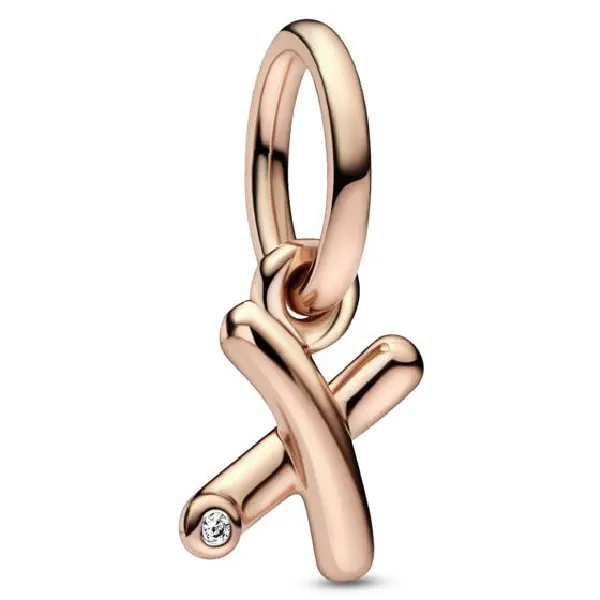 Letter x 14k rose gold-plated dangle with cle