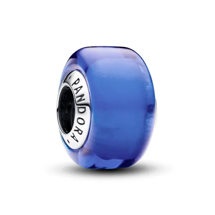Sterling Silver Charm With Blue Murano Glass