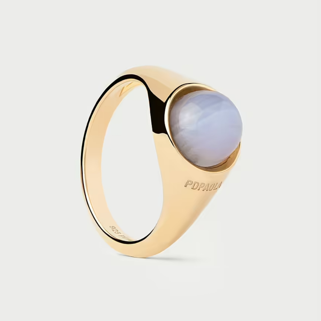 AN Blue lace agate Moon ring 16