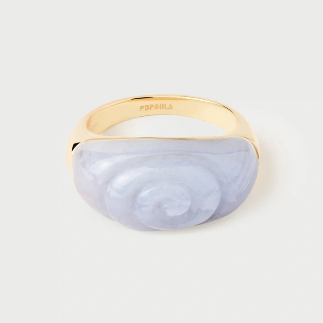 AN Blue lace agate Shell ring 18