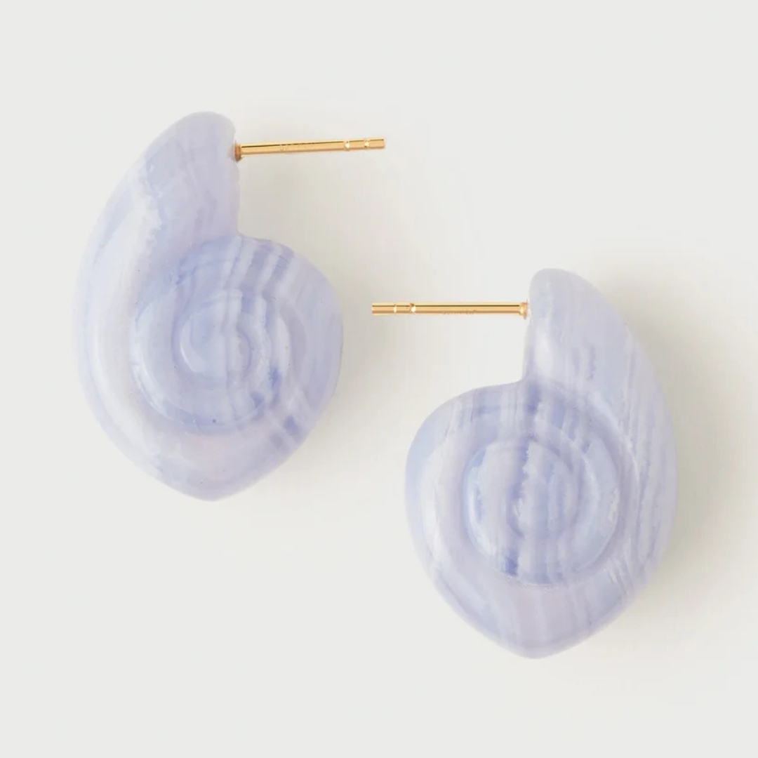 AR Blue lace agate Shell earrings U