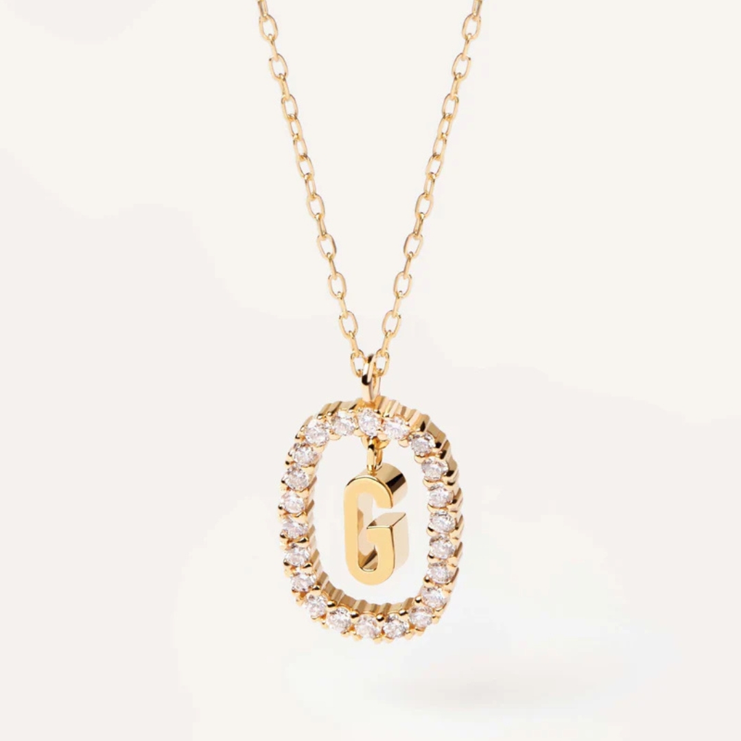 CO Diamonds and Gold Letter G Necklace U