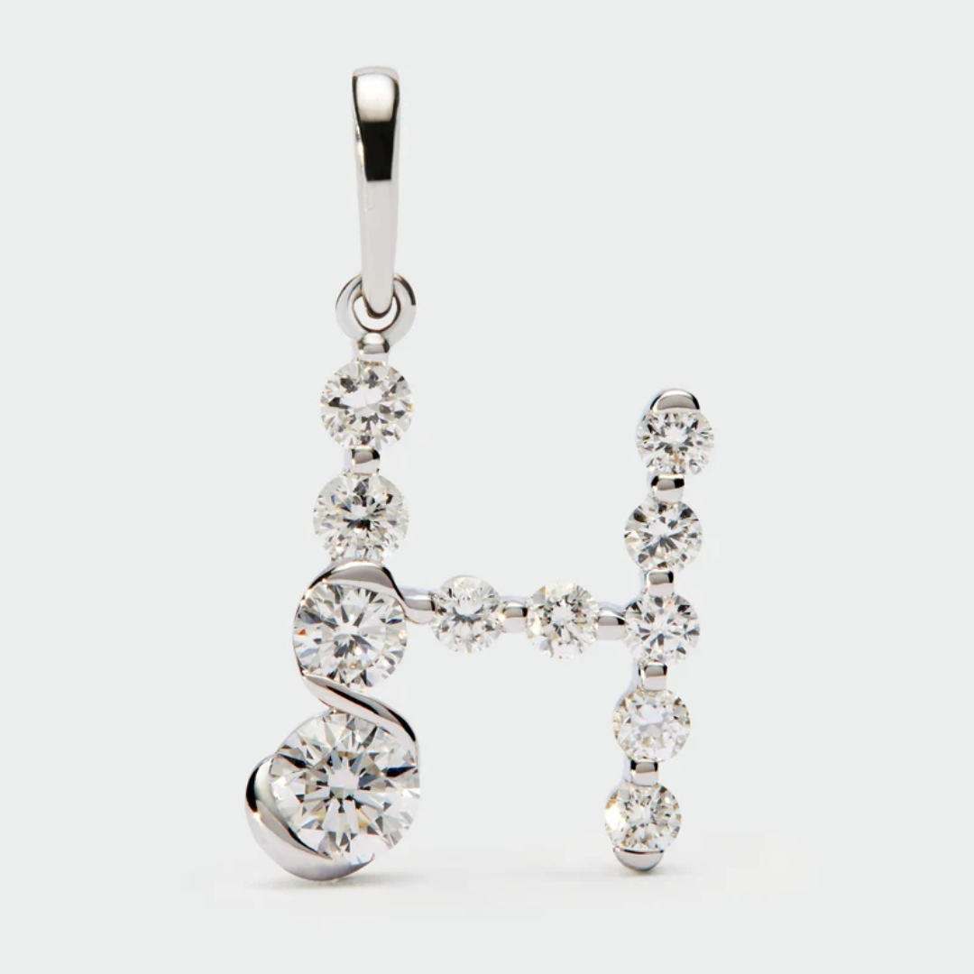 Diamonds And White Gold H Initial Pendant