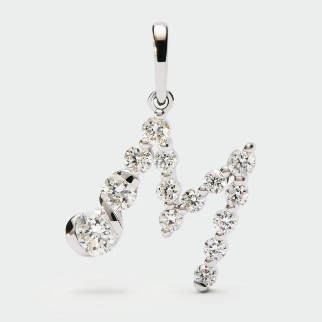 Diamonds And White Gold M Initial Pendant