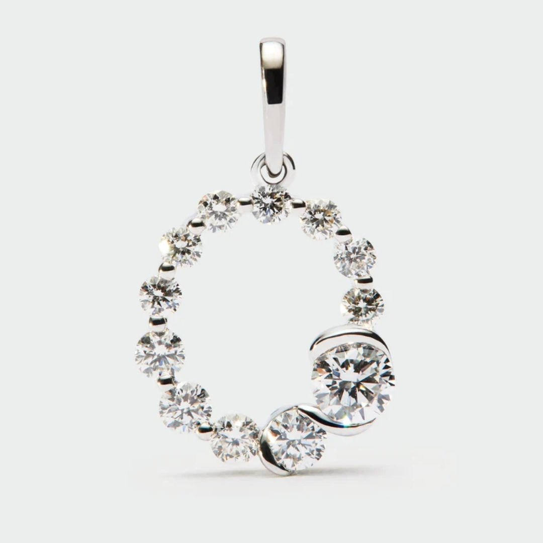 Diamonds And White Gold O Initial Pendant