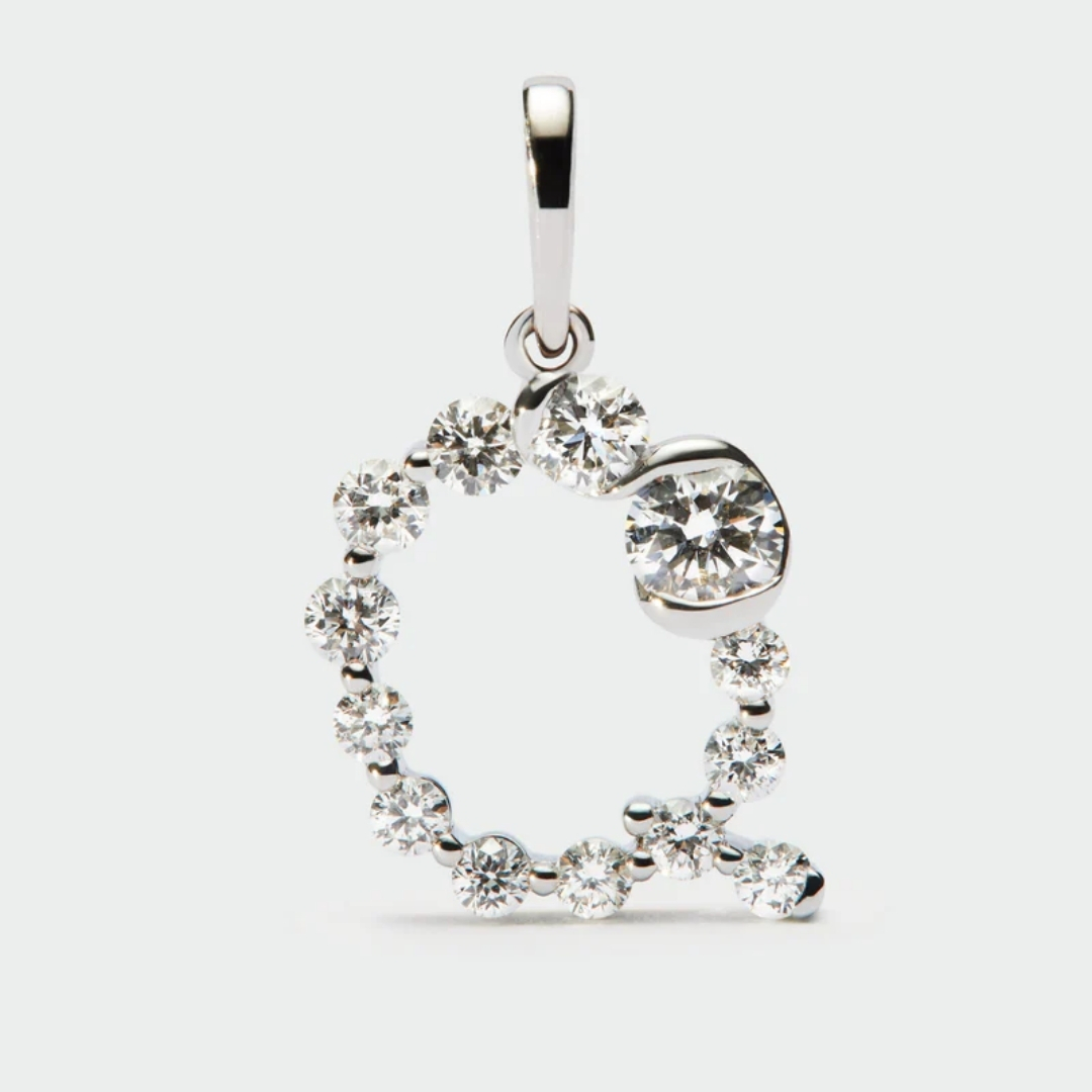 Diamonds And White Gold Q Initial Pendant