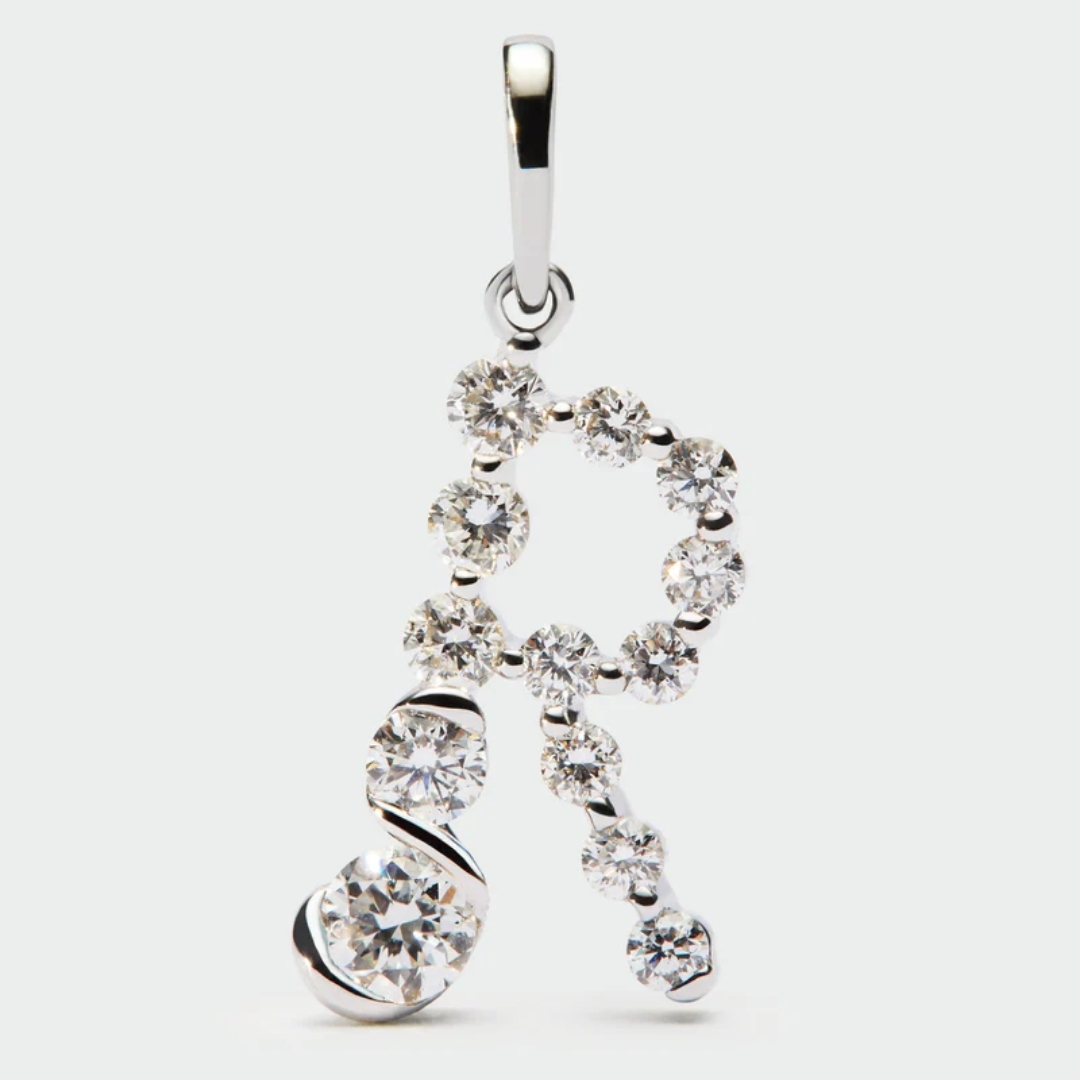 Diamonds And White Gold R Initial Pendant