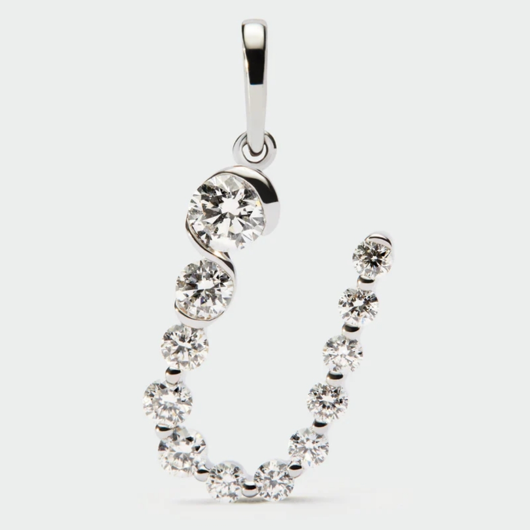 Diamonds And White Gold U Initial Pendant