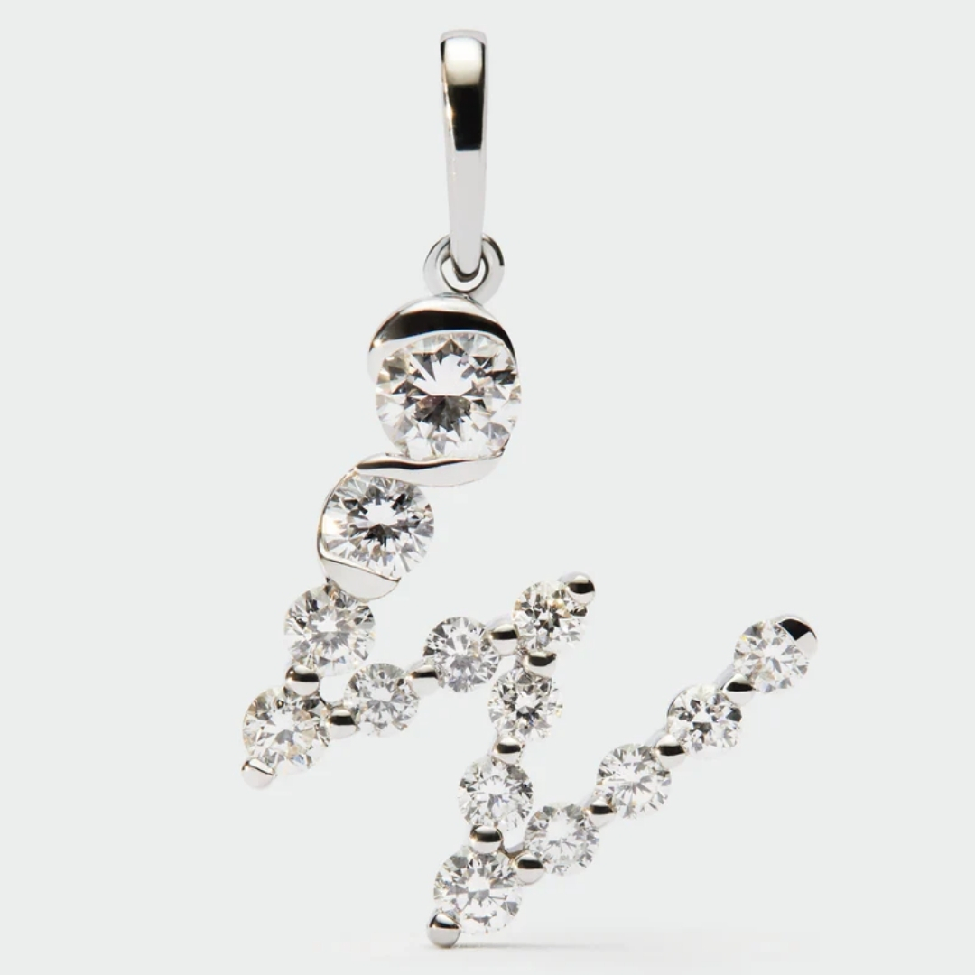 Diamonds And White Gold W Initial Pendant