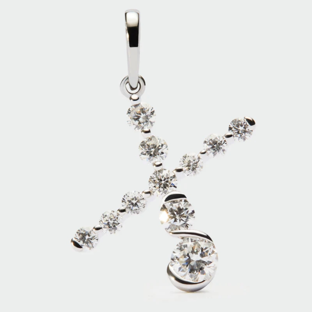 Diamonds And White Gold X Initial Pendant
