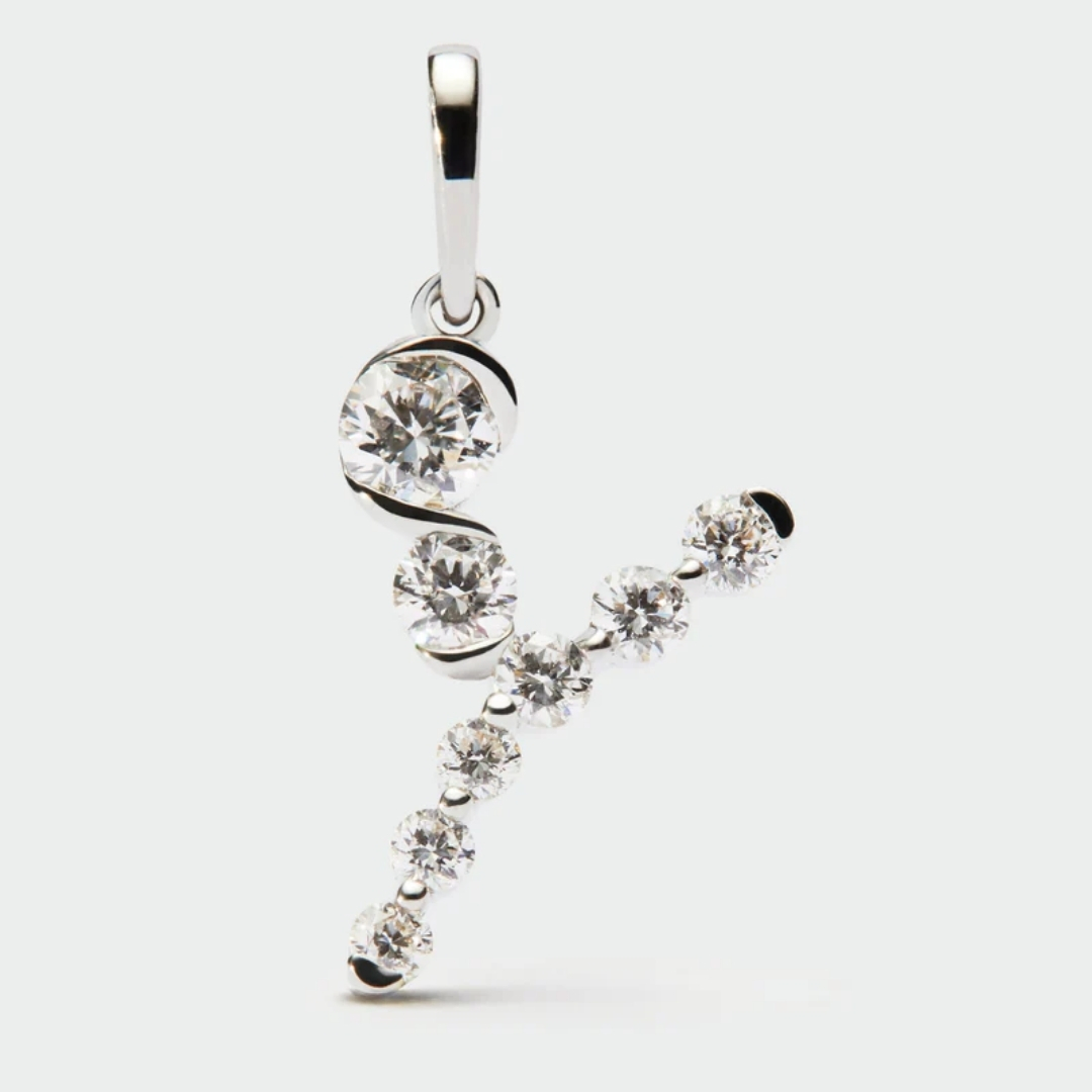 Diamonds And White Gold Y Initial Pendant