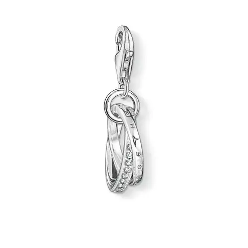 "Colgante Charm ""Together"", plata de ley 925/ circonita, blanco"