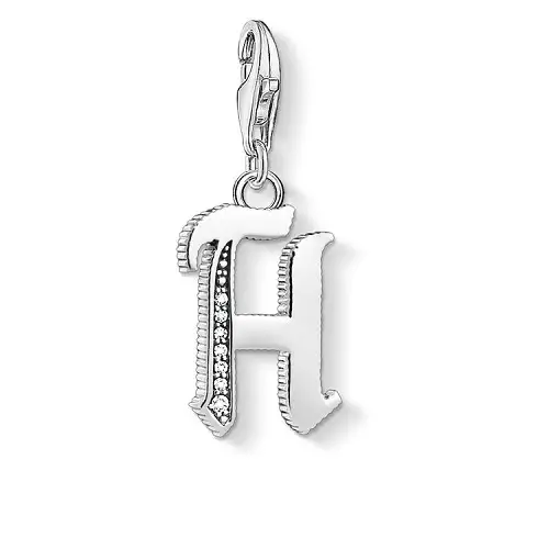 "Charm pendant ""Letter H Silver"", 925 Sterling Silver"