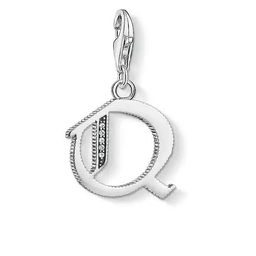 "Charm pendant ""Letter Q Silver"", 925 Sterling Silver"