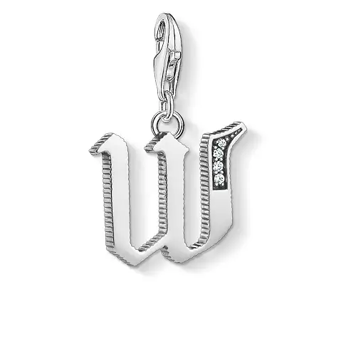 "Charm pendant ""Letter W Silver"", 925 Sterling Silver"