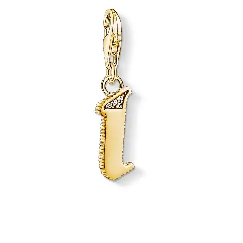 "Charm pendant ""Letter I Gold"", 925 Sterling Silver, Gold Plated"