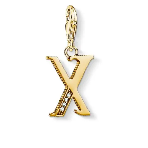 "Charm pendant ""Letter X Gold"", 925 Sterling Silver, Gold Plated"