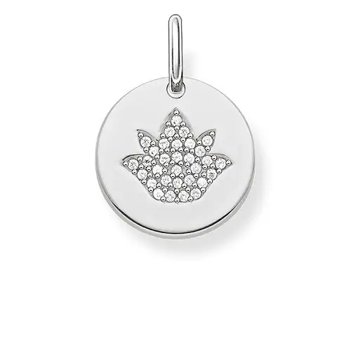 Colgante, plata de ley 925/ circonita, blanco