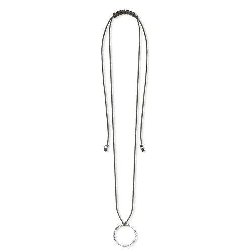 "Charm Necklace ""Circle Large"", 925 Sterling Silver, Grey"