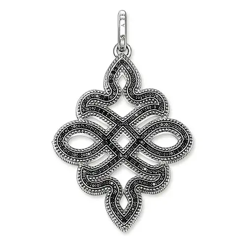 Colgante nudo, plata de ley 925/ circonita, negro