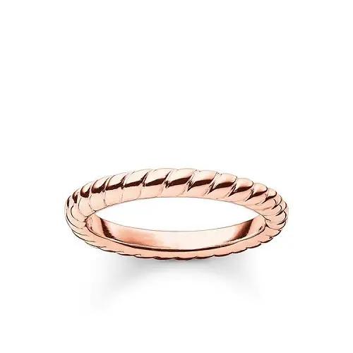 Anillo, plata de ley 925, baño de oro rosado, liso, 44