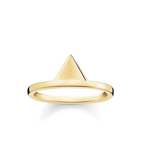 Anillo, plata de ley 925, baño de oro amarillo, liso, 54