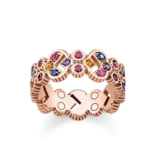 Ring, 925 Sterling Silver, Avant-Garde, Royalty, syn. Corund ruby medium