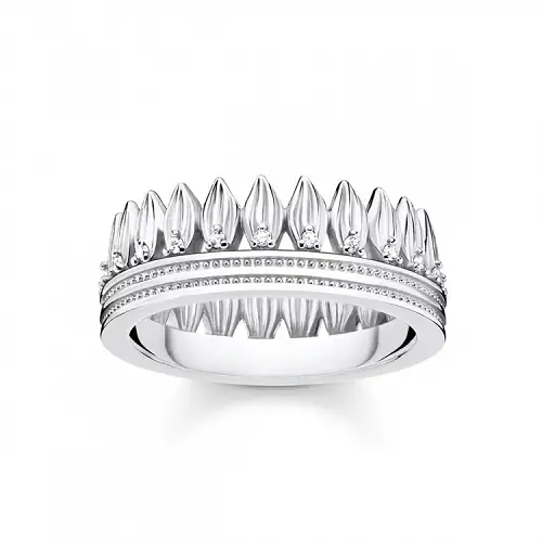 Leaf Ring in Crown Shape Crafted with Zirconia