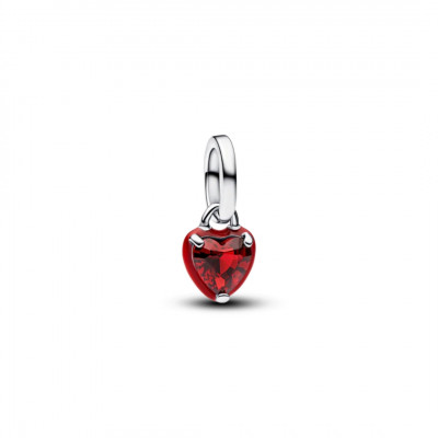 Heart sterling silver mini dangle with salsa red crystal and red enamel
