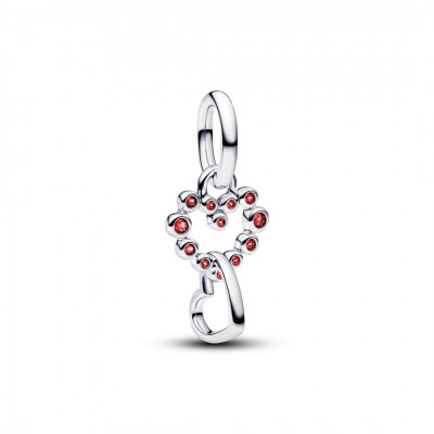 Hearts sterling silver dangle with salsa red crystal