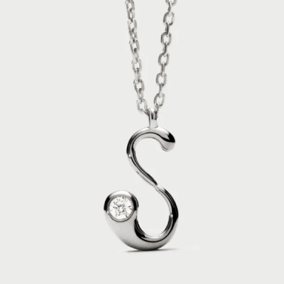 S initial silver pendant necklace