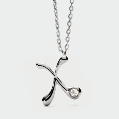X initial silver pendant necklace