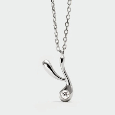 Y initial silver pendant necklace
